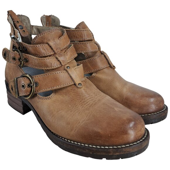 Dromedaris Kelsey Leather Chelsea Boots Size 39 US 8.5-9 Beige Western Buckle - Picture 1 of 13